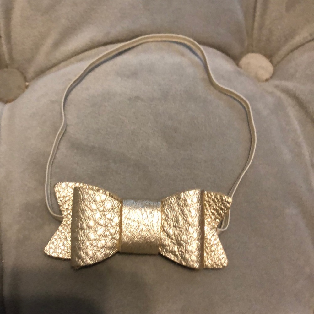 Freshly Picked gold leather hair bow